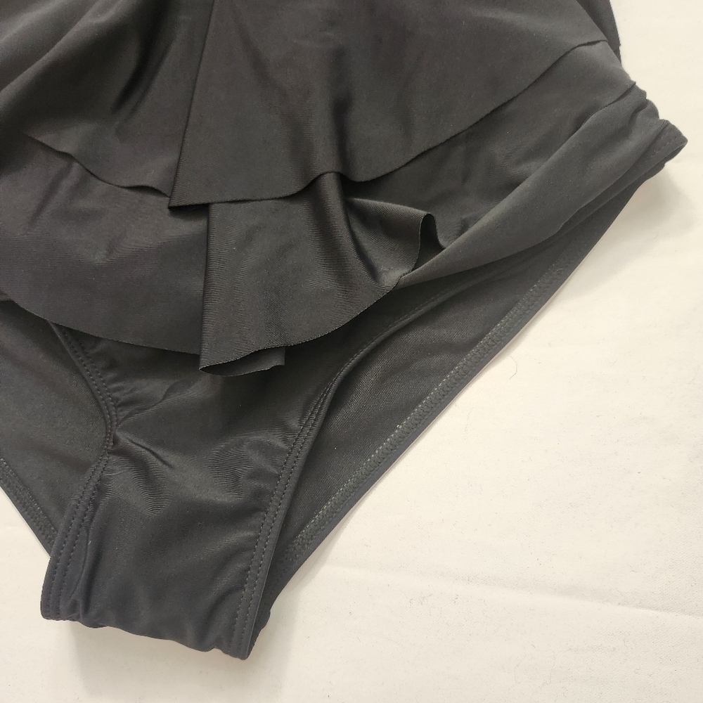 3/$25 BloomChic solid black one pice swimsuit size 14-16 NWT adjustable straps - Picture 3 of 10